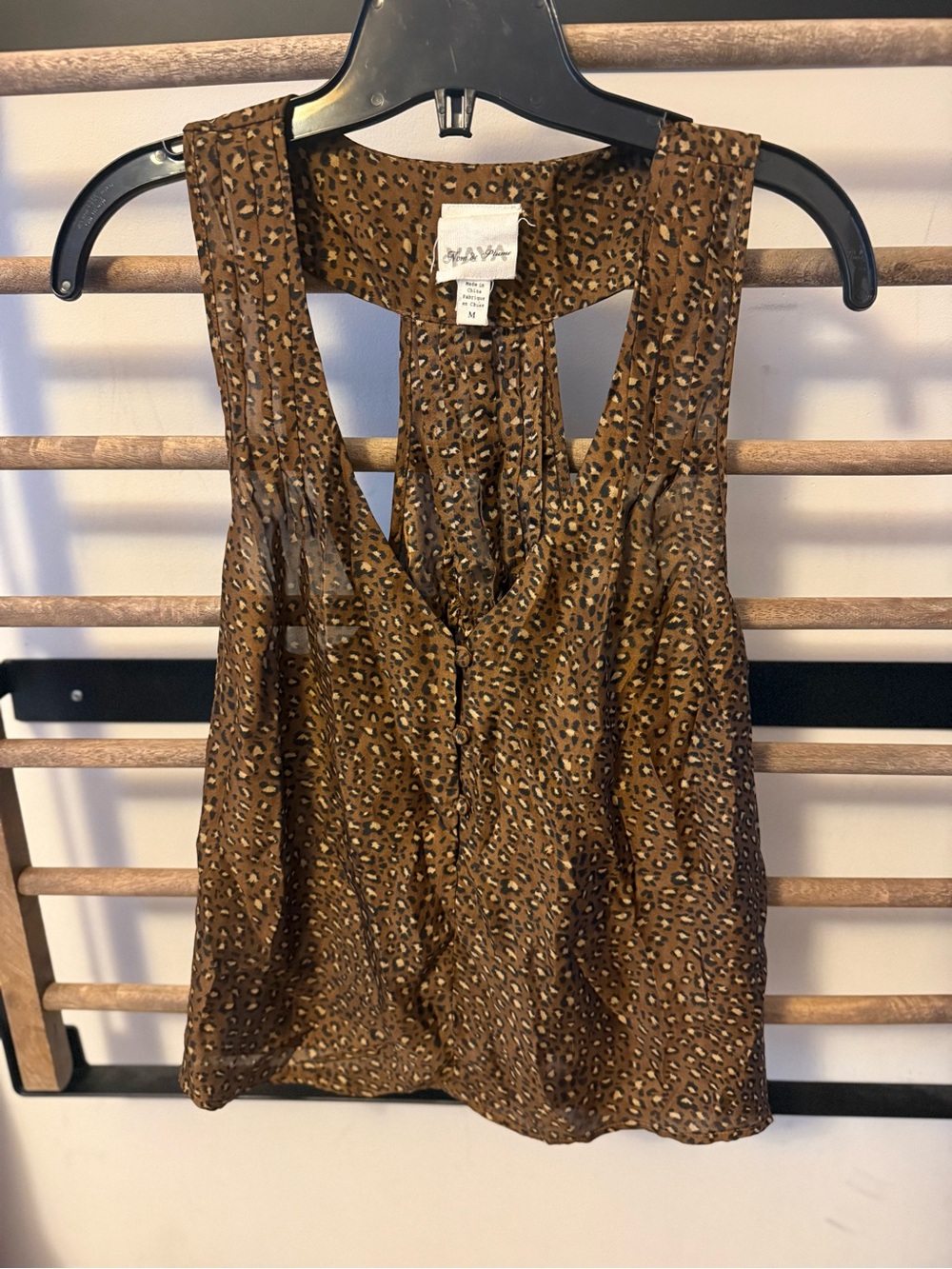 Leopard Print Sleeveless V-Neck Tank Top - Brown